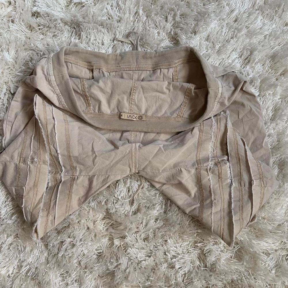 XCVI Beige Cotton Cargo Bermuda Shorts Drawstring Raw Hem Boho Utility Womens M - Picture 5 of 8